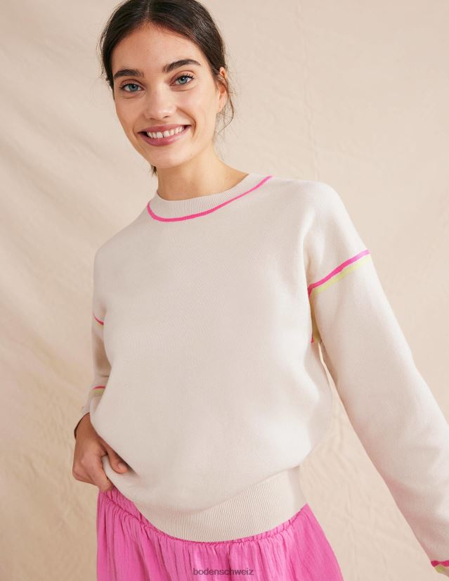 Boden Frauen gestricktes Sweatshirt VH86PT1283 Kleidung warmes Elfenbein