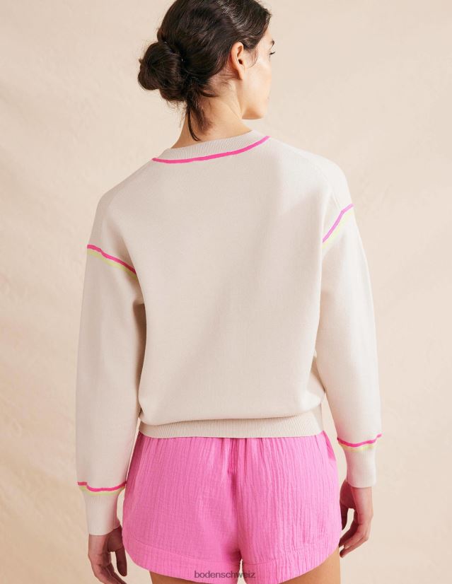 Boden Frauen gestricktes Sweatshirt VH86PT1283 Kleidung warmes Elfenbein