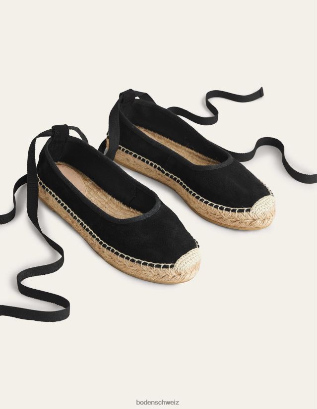 Boden Frauen Espadrilles mit Knöchelbindung VH86PT2374 Schuhwerk schwarzes Wildleder