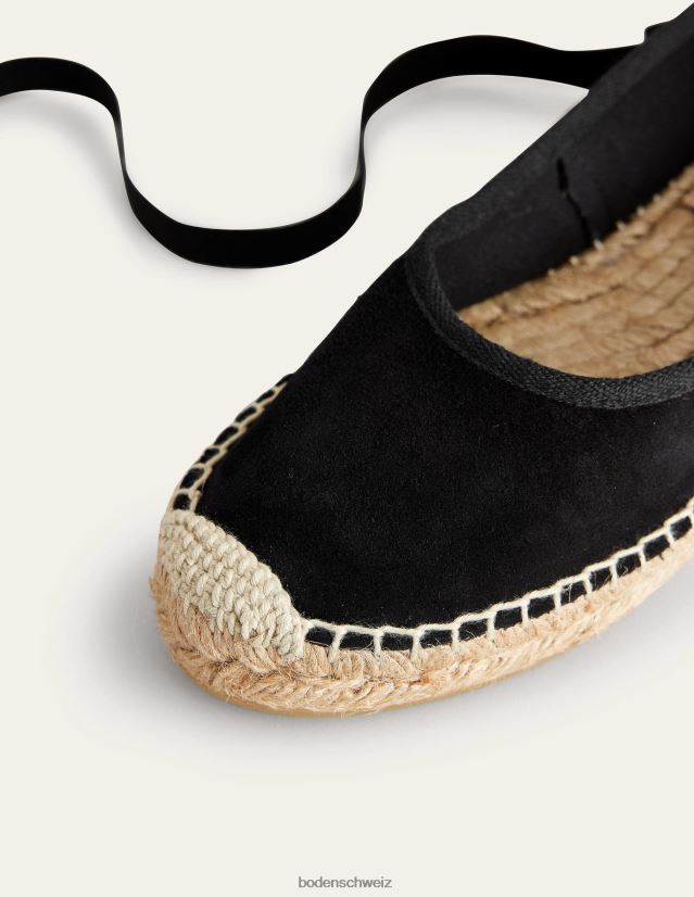 Boden Frauen Espadrilles mit Knöchelbindung VH86PT2374 Schuhwerk schwarzes Wildleder