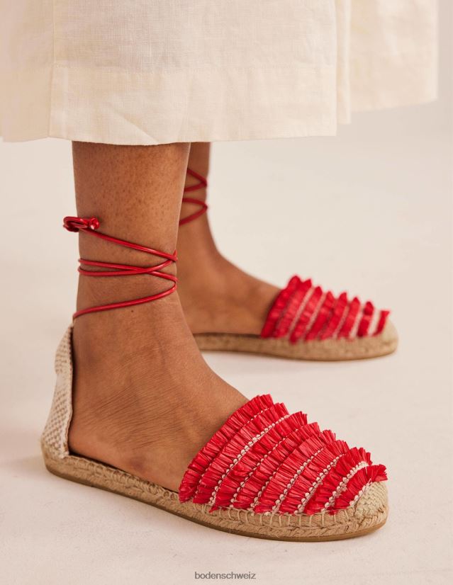 Boden Frauen Flache Espadrilles mit Fransendetail VH86PT719 Schuhwerk Zinnoberrot