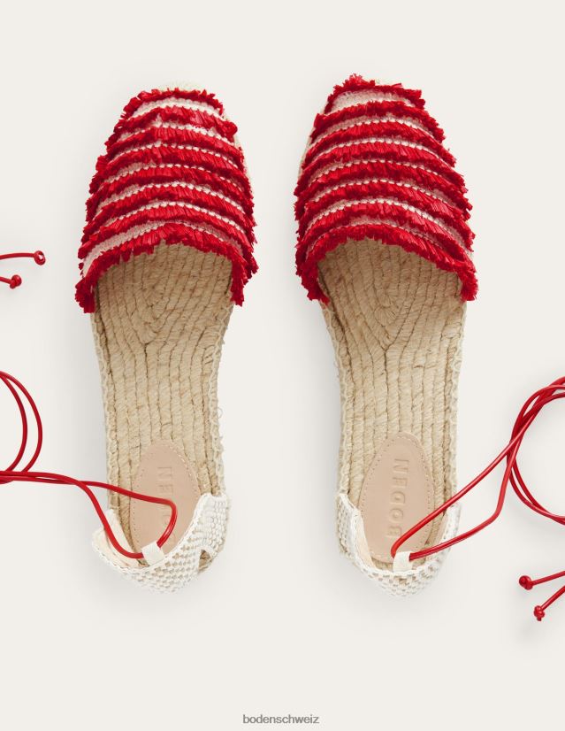 Boden Frauen Flache Espadrilles mit Fransendetail VH86PT719 Schuhwerk Zinnoberrot