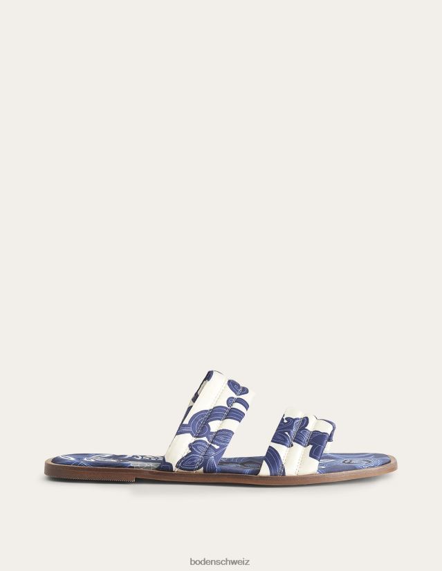 Boden Frauen Bedruckte Slide-Sandalen aus Satin VH86PT2335 Schuhwerk Blaues Band und Paisley-Wirbel