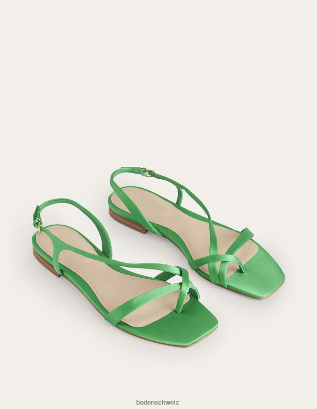 Boden Frauen Flache Sandalen aus Satin mit Zehenschlaufe VH86PT699 Schuhwerk hellgrüner Satin