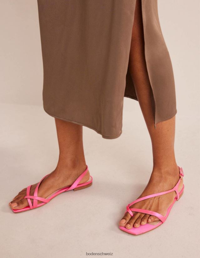 Boden Frauen Flache Sandalen aus Satin mit Zehenschlaufe VH86PT700 Schuhwerk Festival-Rosa-Satin