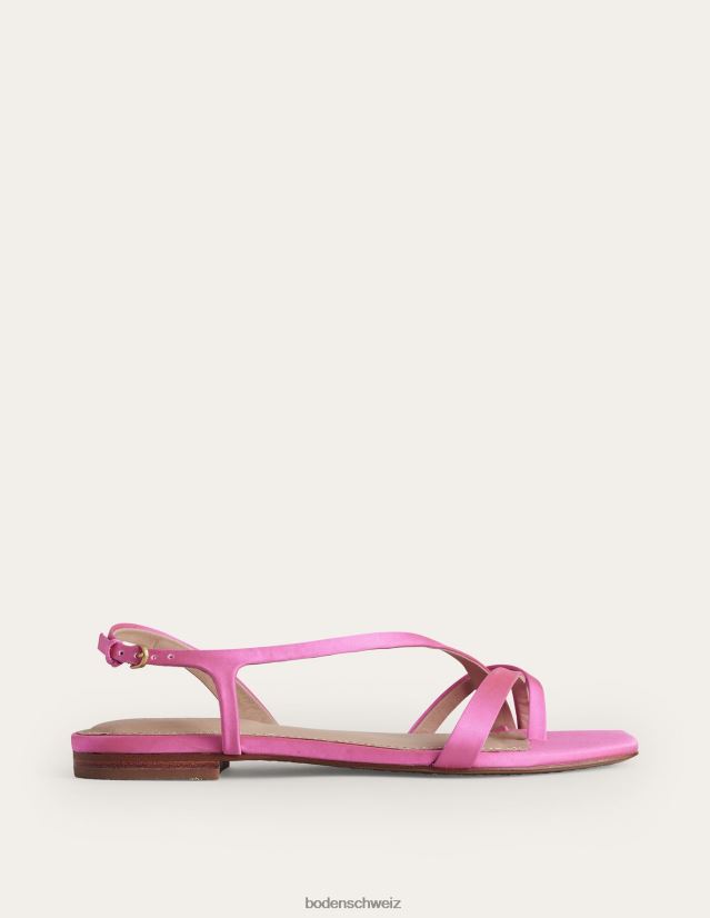 Boden Frauen Flache Sandalen aus Satin mit Zehenschlaufe VH86PT700 Schuhwerk Festival-Rosa-Satin