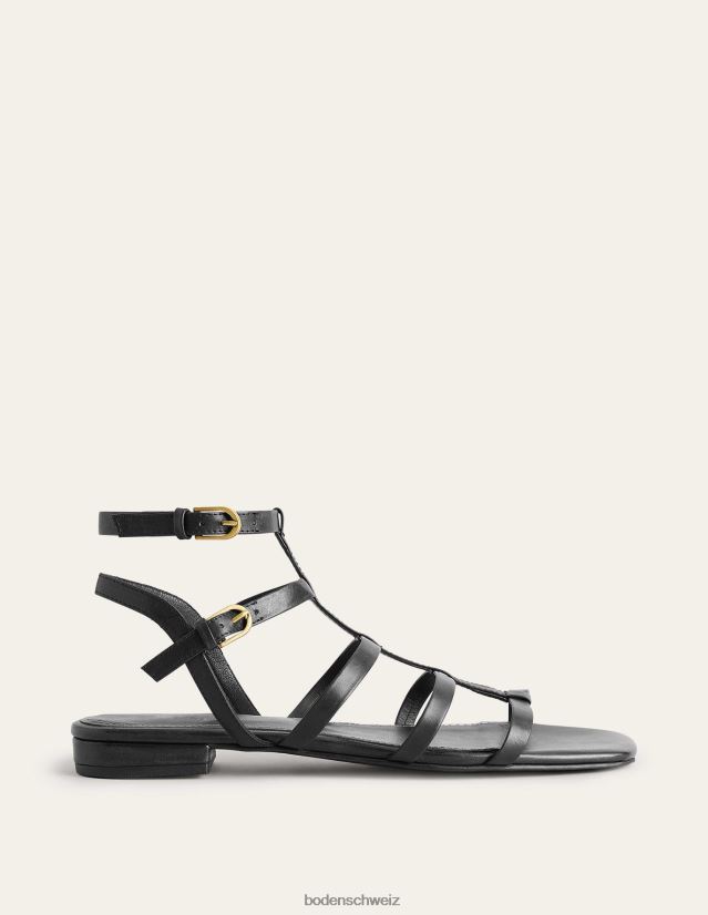 Boden Frauen Gladiator-Sandalen aus Leder VH86PT701 Schuhwerk Schwarz