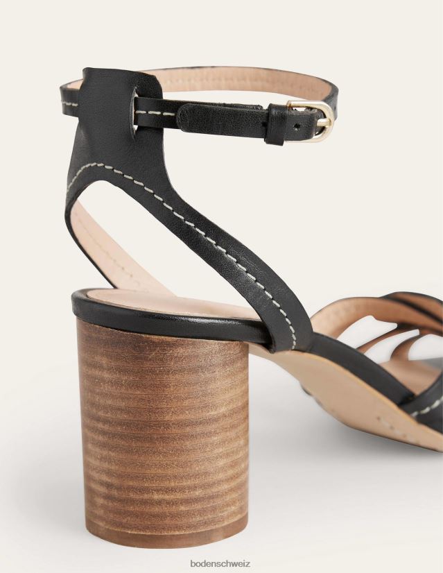 Boden Frauen Sandalen mit mehreren Riemen und Absatz VH86PT2331 Schuhwerk schwarzes Leder