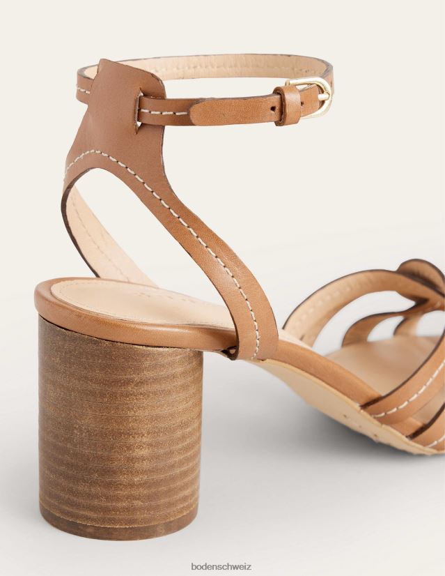 Boden Frauen Sandalen mit mehreren Riemen und Absatz VH86PT2602 Schuhwerk braunes Leder