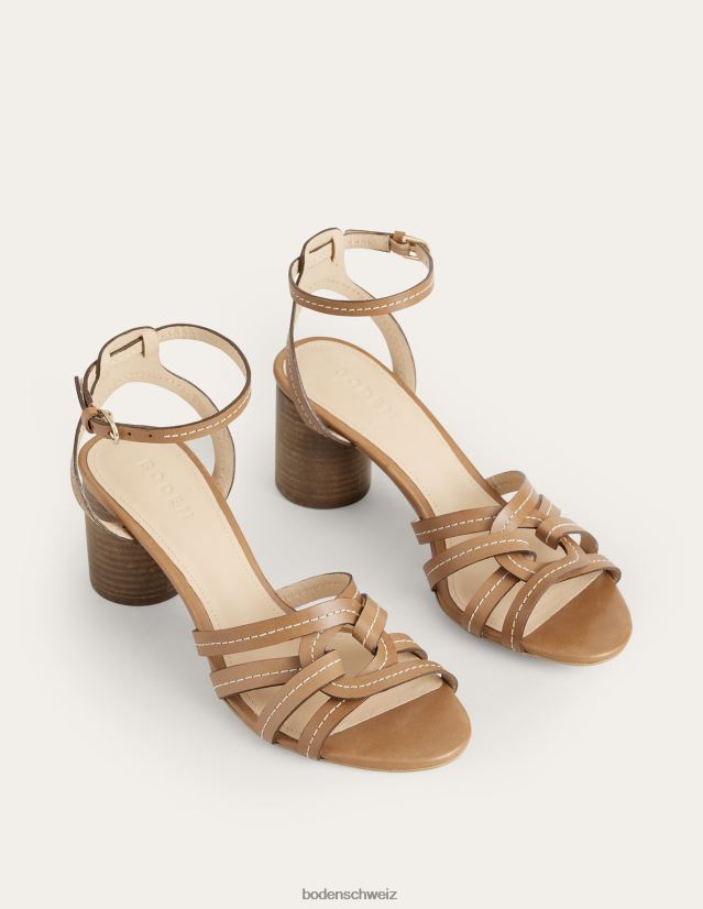 Boden Frauen Sandalen mit mehreren Riemen und Absatz VH86PT2602 Schuhwerk braunes Leder