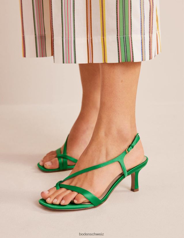 Boden Frauen Satin-Sandalen mit niedrigem Absatz VH86PT693 Schuhwerk grüner Pfeffer