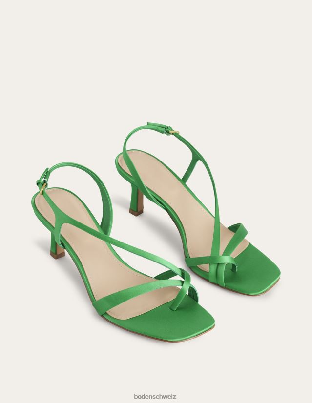 Boden Frauen Satin-Sandalen mit niedrigem Absatz VH86PT693 Schuhwerk grüner Pfeffer