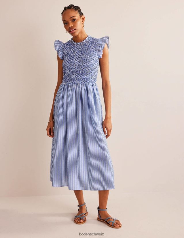 Boden Frauen einfache flache Sandale VH86PT2320 Schuhwerk körperblaues Wildleder