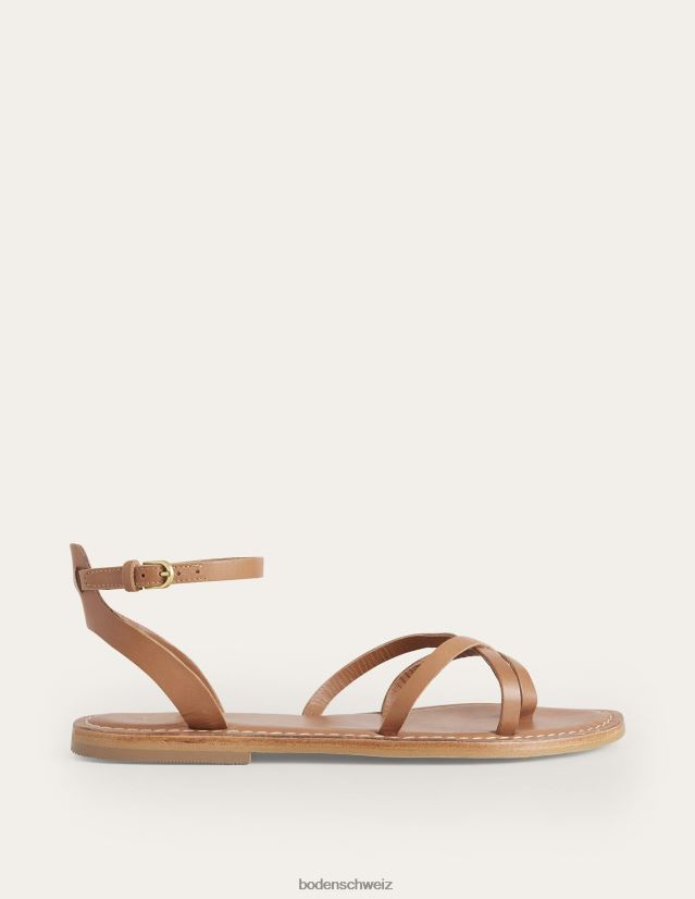 Boden Frauen einfache flache Sandale VH86PT2382 Schuhwerk braunes Leder