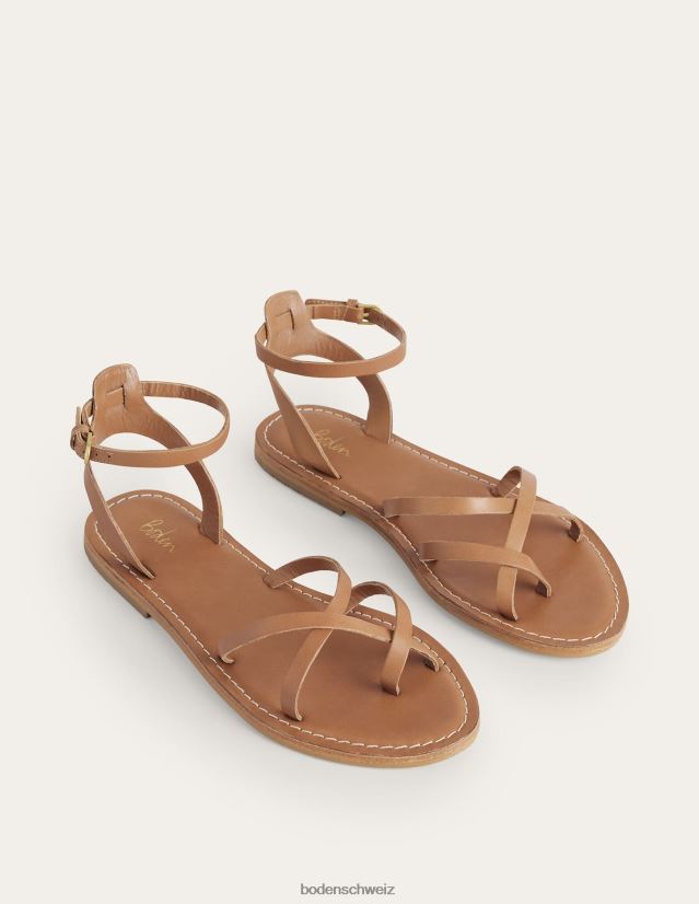 Boden Frauen einfache flache Sandale VH86PT2382 Schuhwerk braunes Leder
