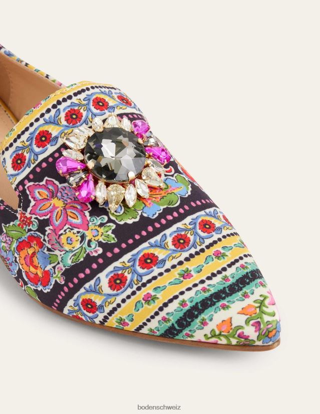Boden Frauen Bedruckte, verzierte Slipper VH86PT2293 Schuhwerk Nelkenblüte