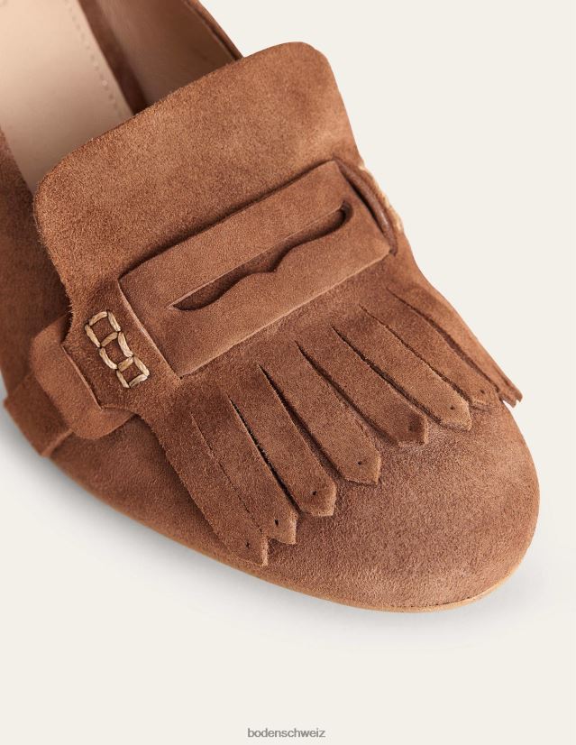 Boden Frauen Loafer mit Ghillie-Detail und Absatz VH86PT2292 Schuhwerk goldbraunes Wildleder