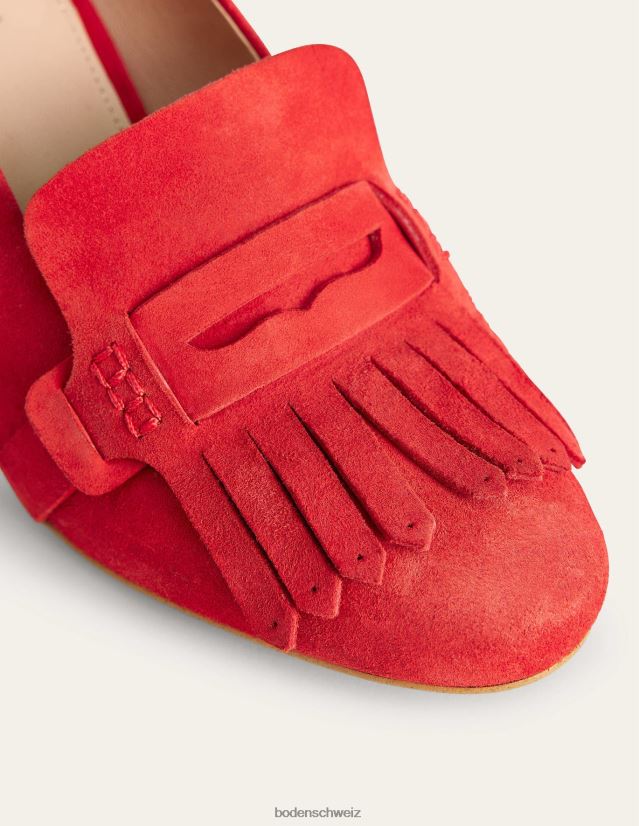 Boden Frauen Loafer mit Ghillie-Detail und Absatz VH86PT2304 Schuhwerk Tomaten-Zicklein-Wildleder