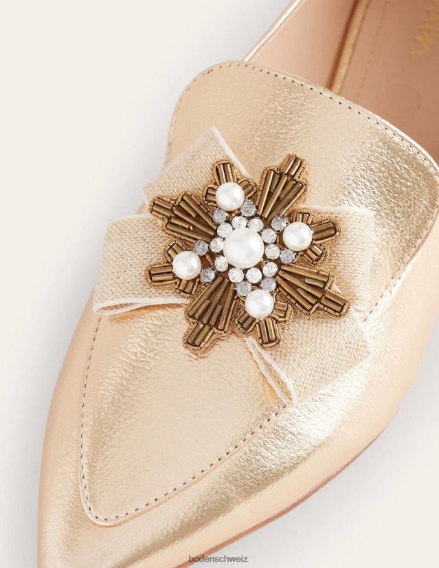 Boden Frauen verzierte, spitze Slipper VH86PT2315 Schuhwerk Gold
