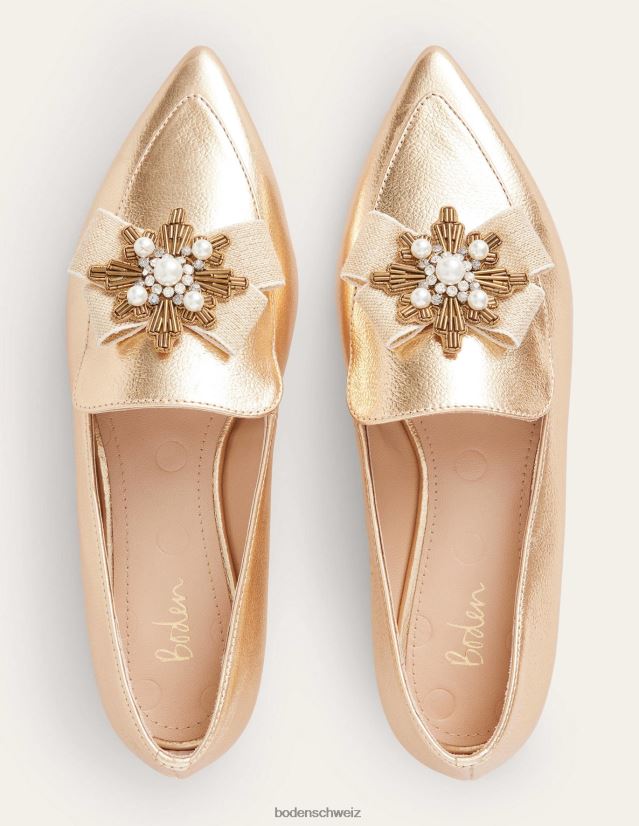 Boden Frauen verzierte, spitze Slipper VH86PT2315 Schuhwerk Gold