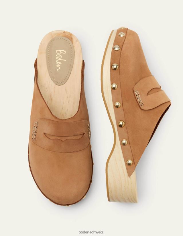 Boden Frauen Clogs aus Leder mit Absatz VH86PT2370 Schuhwerk bräunen