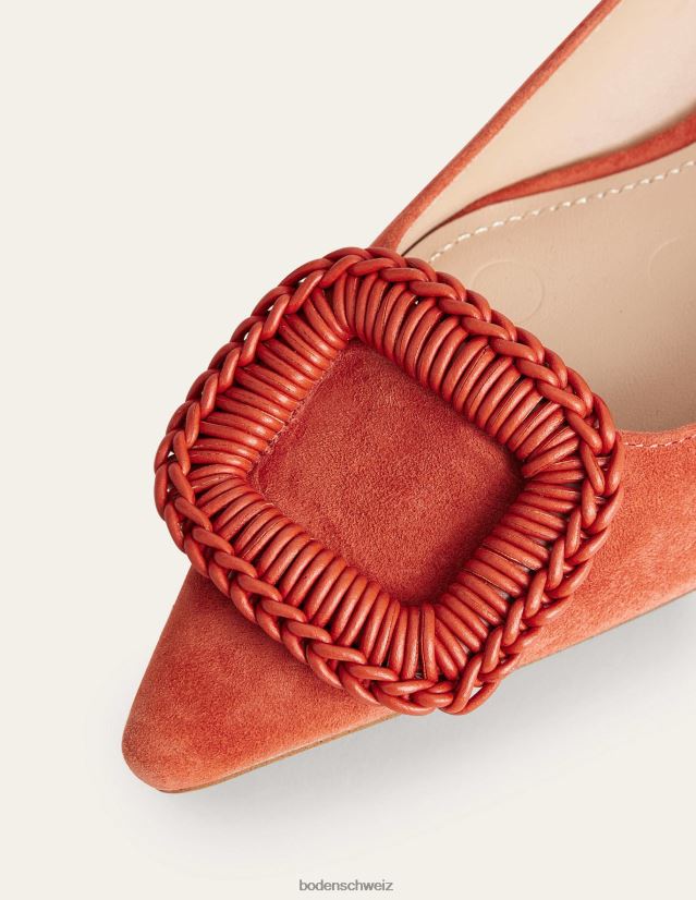 Boden Frauen Spitze Ballerinas VH86PT2608 Schuhwerk Tomaten-Wildleder