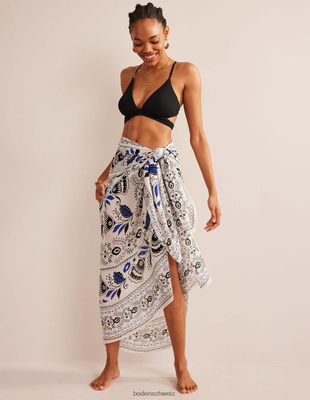 Boden Frauen Bedruckter Sarong-Schal VH86PT2322 Zubehörteil Elfenbein und Milos blühen