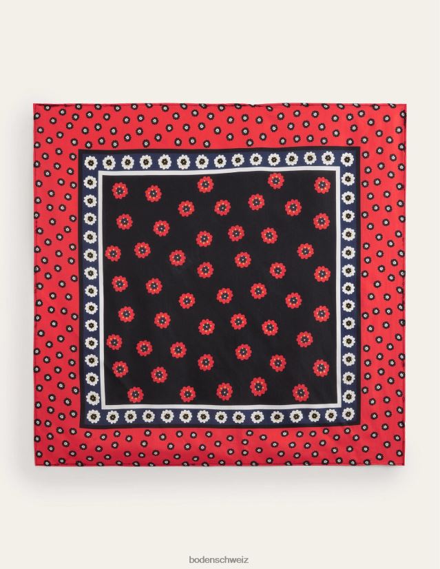 Boden Frauen Seidentuch VH86PT2368 Zubehörteil schwarze und Petunienknospe