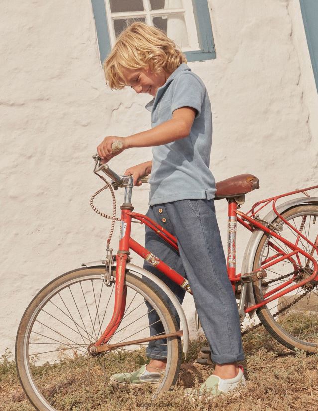 Boden Jungen Frottee-Polo VH86PT871 Kleidung kieselblau