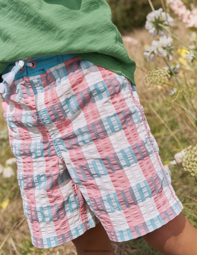 Boden Jungen Gingham-Boardshorts VH86PT872 Kleidung rosa/grün kariert