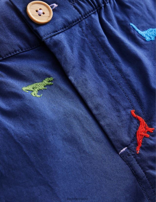 Boden Jungen Schicke Roll-Up-Shorts VH86PT878 Kleidung Dinosaurier-Stickerei Marine
