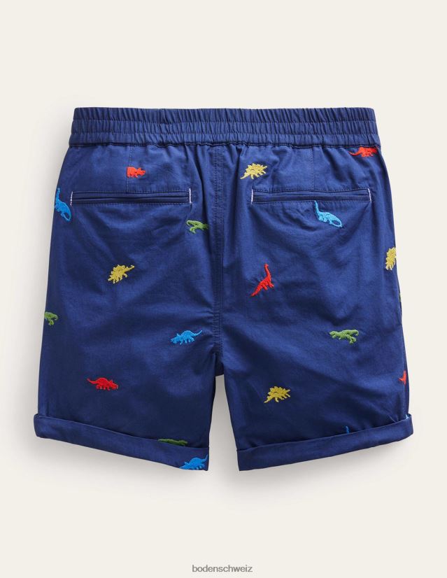 Boden Jungen Schicke Roll-Up-Shorts VH86PT878 Kleidung Dinosaurier-Stickerei Marine