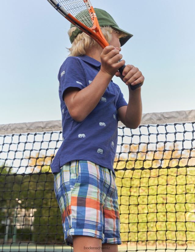 Boden Jungen Schicke Roll-Up-Shorts VH86PT883 Kleidung Feueropal/grüne Madras