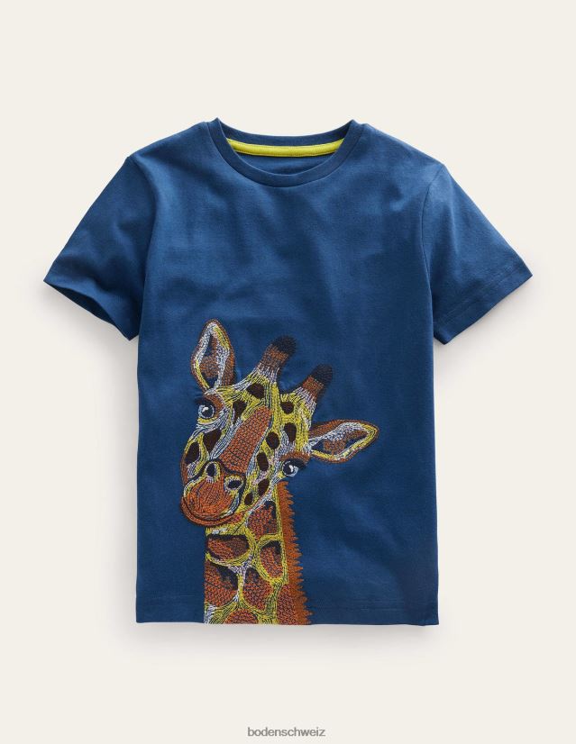 Boden Jungen Superstitch-T-Shirt VH86PT851 Kleidung saphirblaue Giraffe
