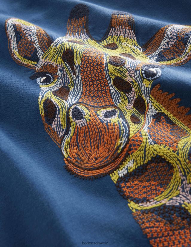 Boden Jungen Superstitch-T-Shirt VH86PT851 Kleidung saphirblaue Giraffe