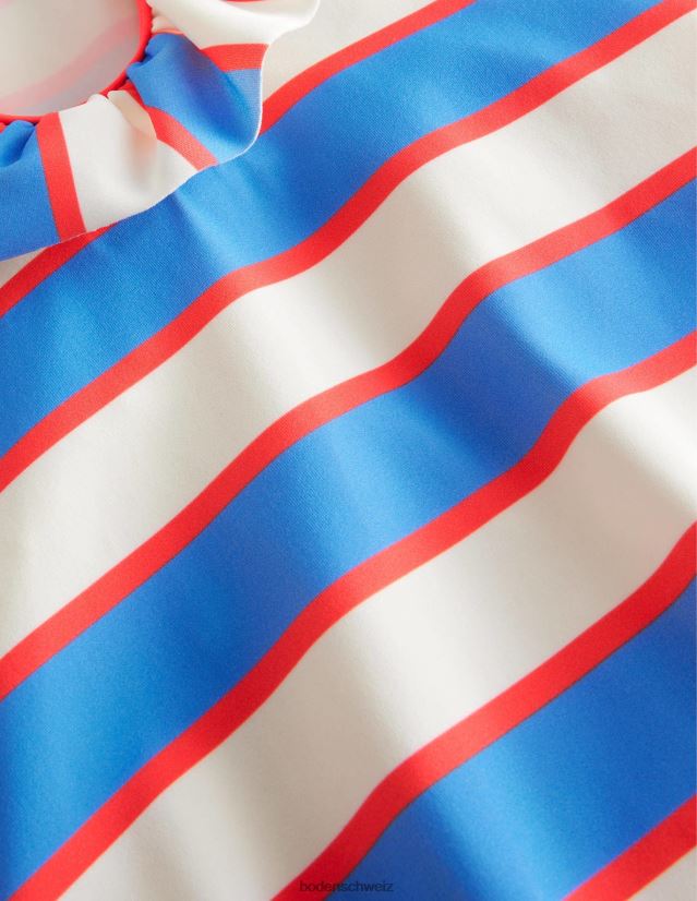 Boden Mädchen Badeanzug mit Rüschen VH86PT3162 Kleidung Penzance blauer und roter Streifen