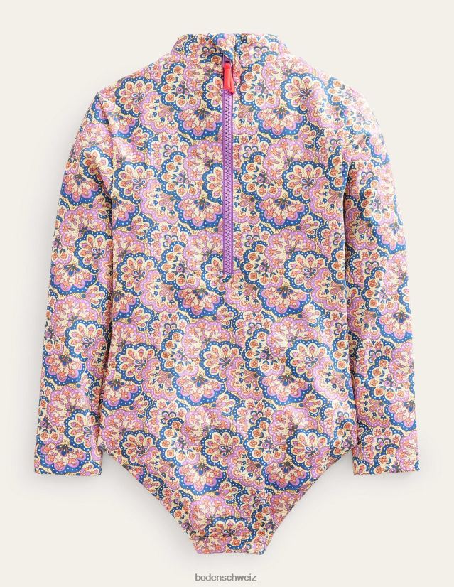 Boden Mädchen Badeanzug mit langen Ärmeln VH86PT3222 Kleidung Lupinen- und Pfirsichsorbet-Paisley
