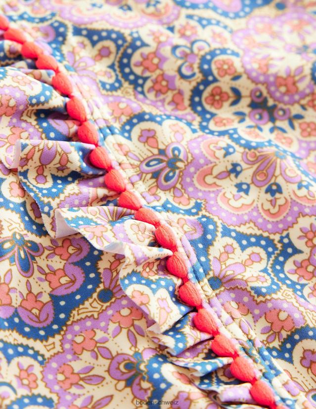 Boden Mädchen Badeanzug mit langen Ärmeln VH86PT3222 Kleidung Lupinen- und Pfirsichsorbet-Paisley