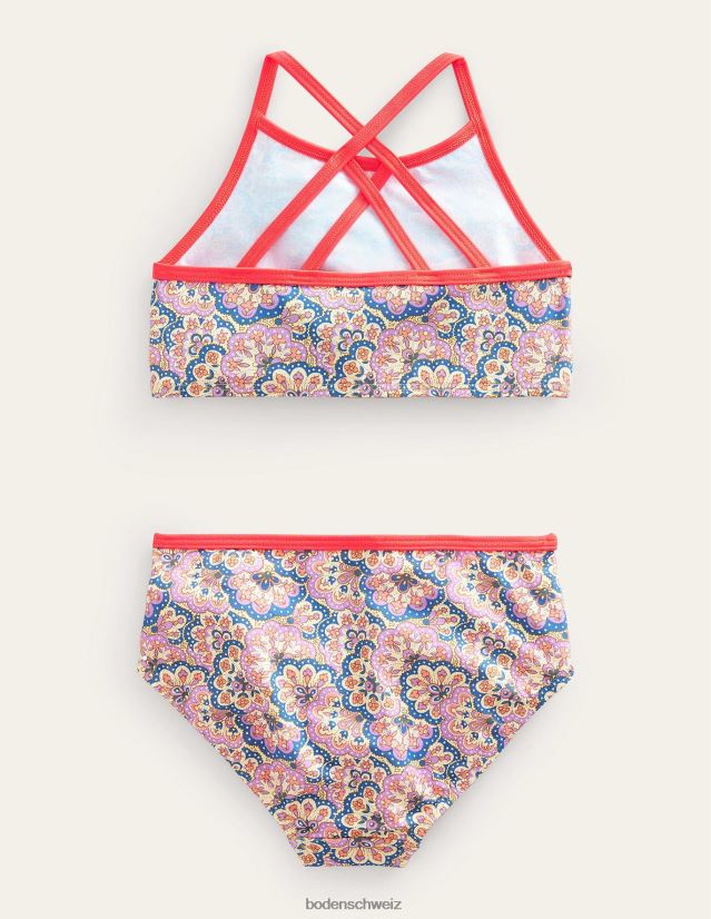 Boden Mädchen Bikini mit hohem Halsausschnitt VH86PT2659 Kleidung Lupine und Pfirsich-Paisley