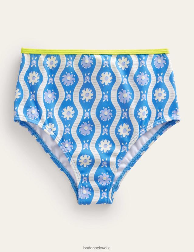 Boden Mädchen Bikinihöschen mit hoher Taille VH86PT3101 Kleidung Penzance blaue Gänseblümchenwelle