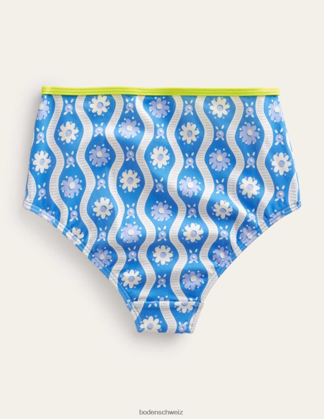 Boden Mädchen Bikinihöschen mit hoher Taille VH86PT3101 Kleidung Penzance blaue Gänseblümchenwelle