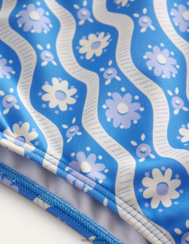 Boden Mädchen Bikinihöschen mit hoher Taille VH86PT3101 Kleidung Penzance blaue Gänseblümchenwelle