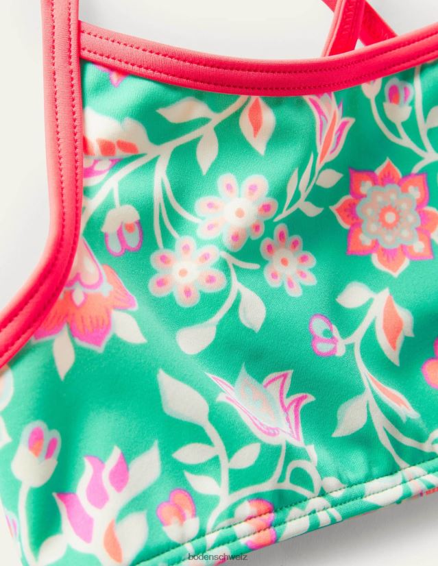 Boden Mädchen Gemustertes Bikinioberteil VH86PT3123 Kleidung tropisches grünes Paisley