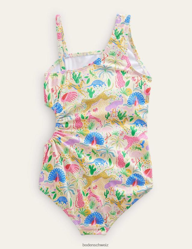 Boden Mädchen Geraffter, ausgeschnittener Badeanzug VH86PT2637 Kleidung Multi-Mini-Wüste