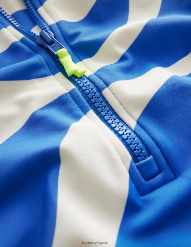 Boden Mädchen Kurzarm-Badeanzug VH86PT3212 Kleidung Elfenbein und Cabana-Blaue Welle