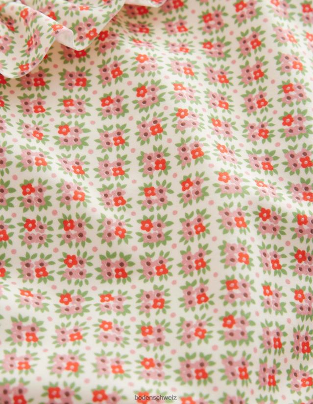 Boden Mädchen Rüschen-Badeanzug mit Schnürung hinten VH86PT2811 Kleidung Vanilleschoten-Mikroblumenstrauß