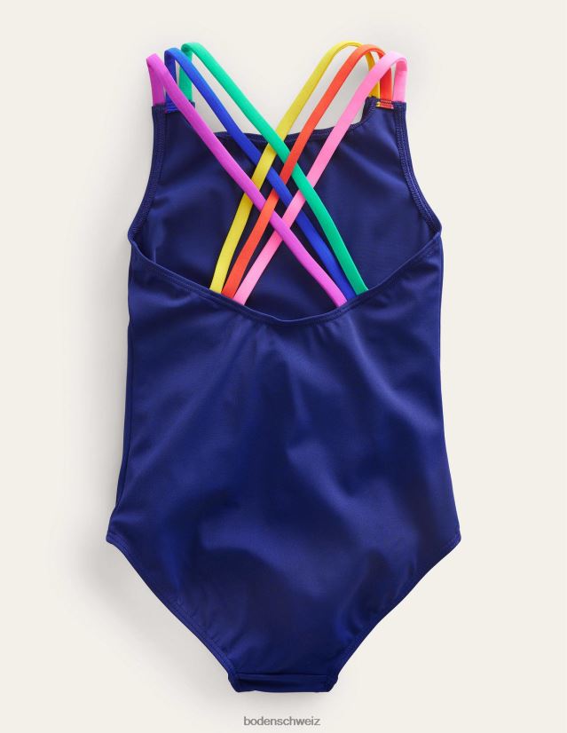Boden Mädchen Regenbogen-Badeanzug mit überkreuztem Rücken VH86PT3223 Kleidung Harmonie blau