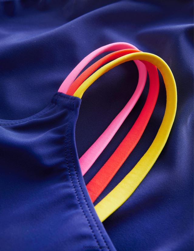 Boden Mädchen Regenbogen-Badeanzug mit überkreuztem Rücken VH86PT3223 Kleidung Harmonie blau