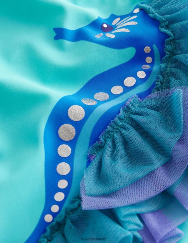 Boden Mädchen Seepferdchen-Badeanzug VH86PT2930 Kleidung Minzfrost