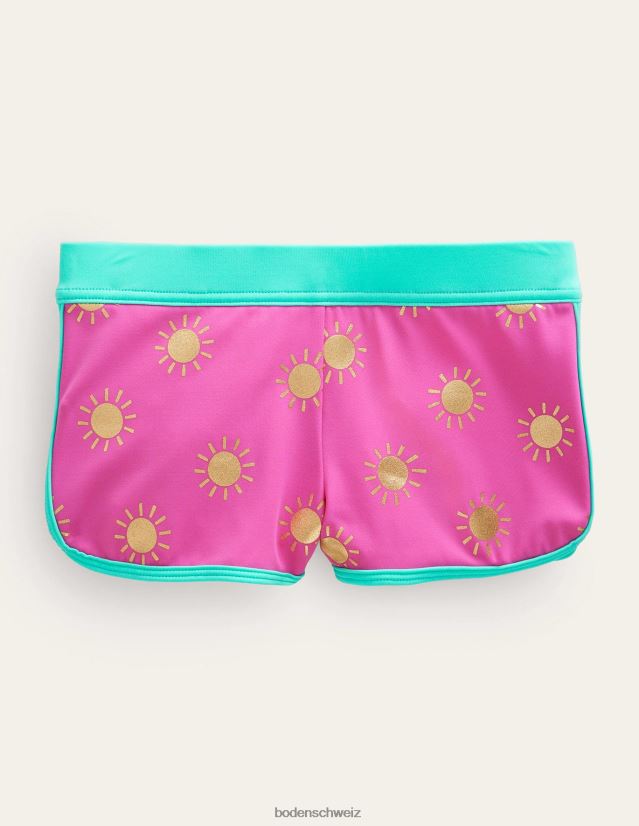 Boden Mädchen gemusterte Badeshorts VH86PT2861 Kleidung Kitzelnde Sonnen aus Roségoldfolie